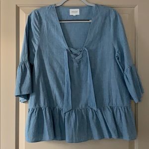 SÉZANE Linen Tie Blouse